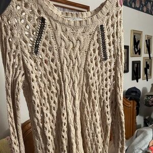 XL Tan Tribal Jeans Sweater